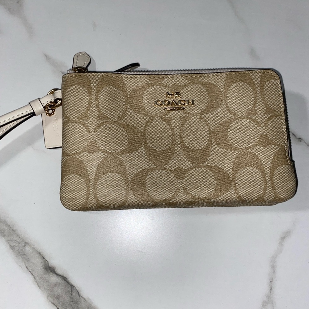 Coach two zipper wristlet wallet